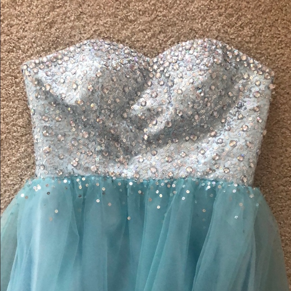 Light Blue Sequin Prom Dress